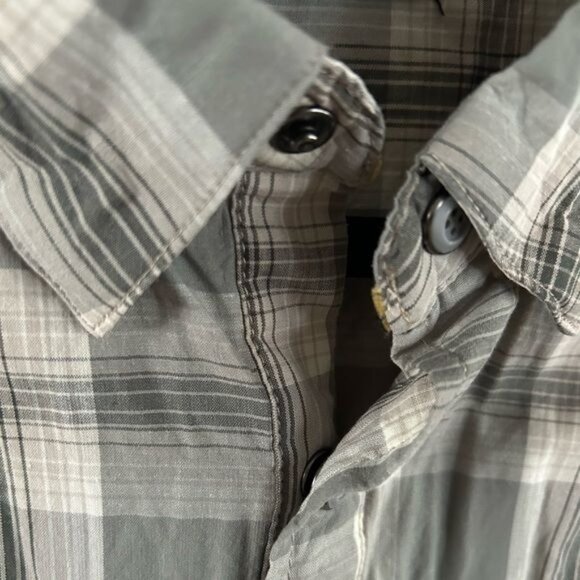 DKOTA Grizzly Button Snap Green Plaid Short Sleeve Shirt, Sz Large - Picture 6 of 16